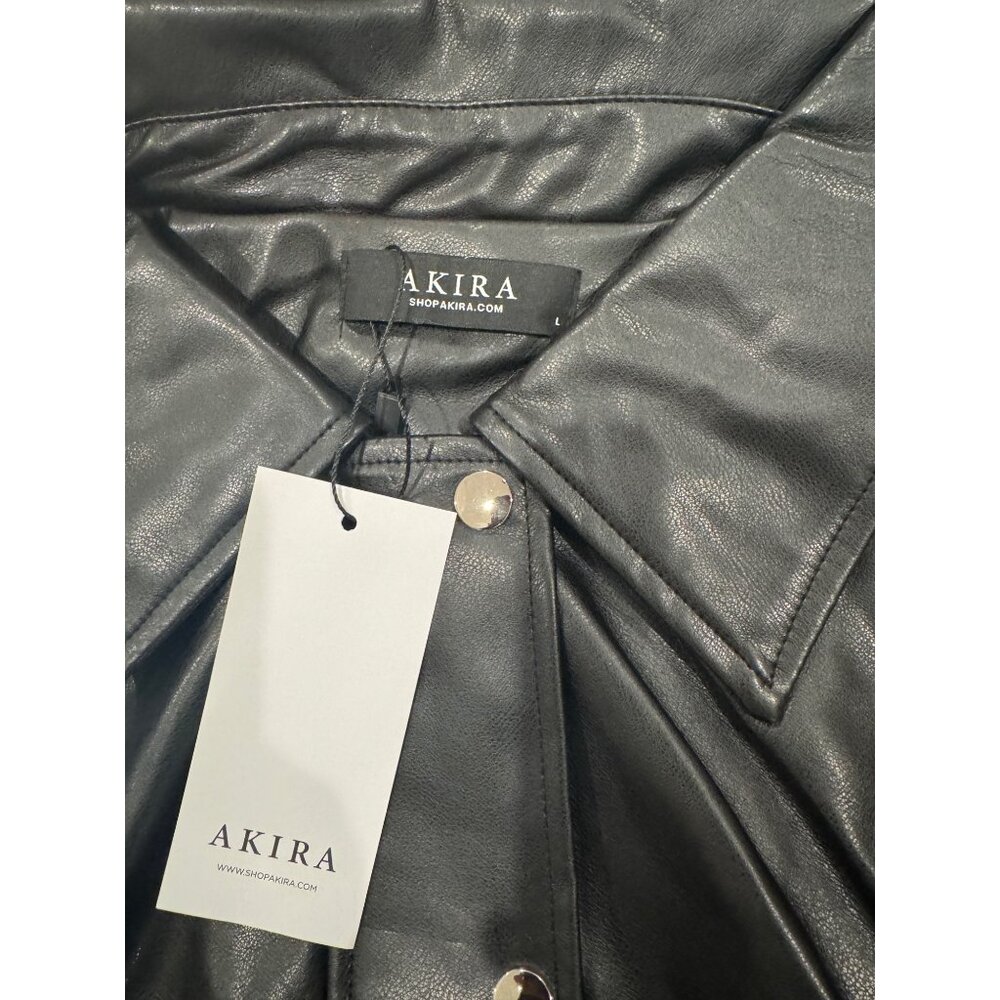 Akira Black Faux Leather Cropped Jacket - Picture 2 of 4